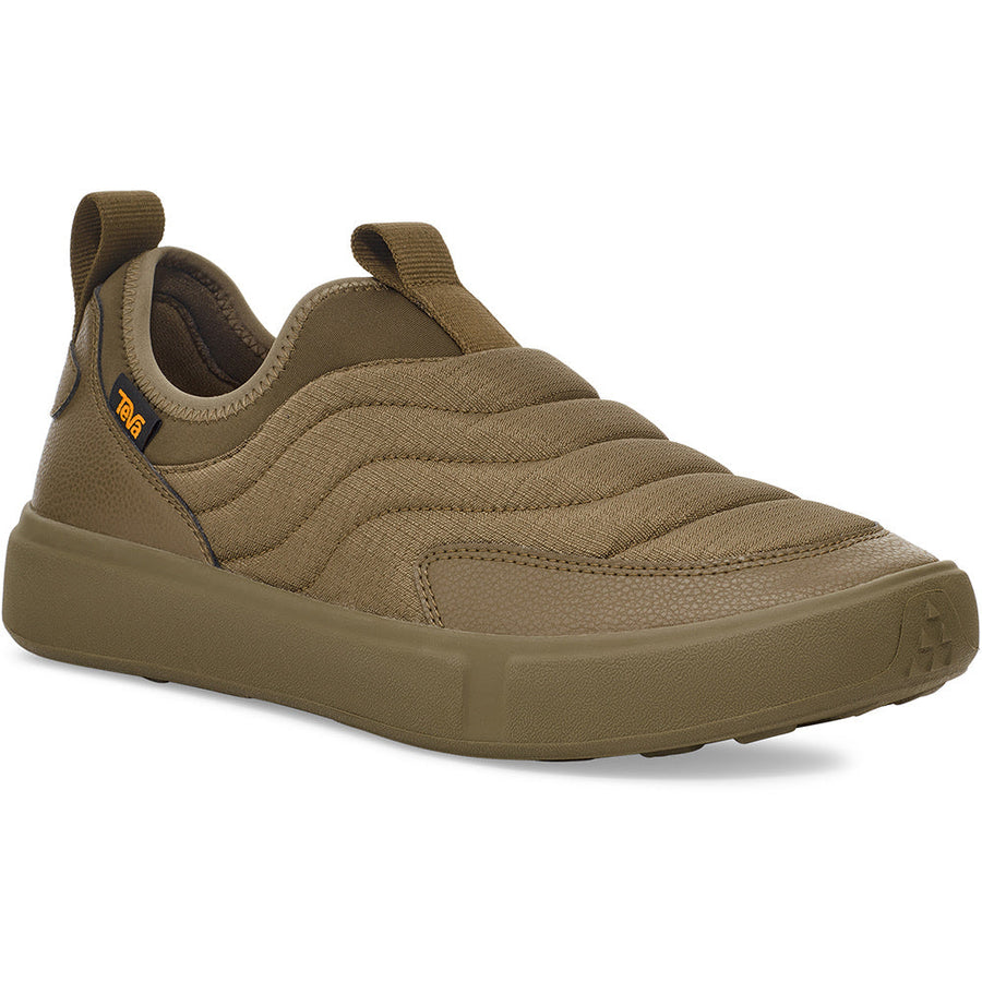 Quarter turn view Men's Teva Footwear style name Ultra-Comf Slip On in color Dark Olive. Sku: 1164490DOL