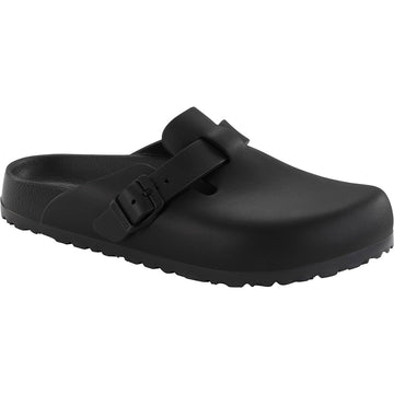 Quarter view Women's Birkenstock Footwear style name Boston EVA Narrow in color Black. Sku: 127103