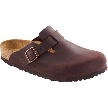 Quarter view Women's Birkenstock Footwear style name Boston Soft Footbed Regular in color Habana Oil. Sku: 159711