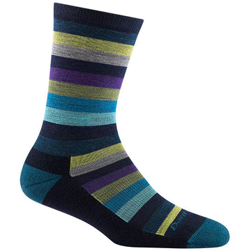 Quarter view Women's Darn Tough Sock style name Mystic Stripe Light Cushion in color Dark Teal. Sku: 1644-DARKTEAL