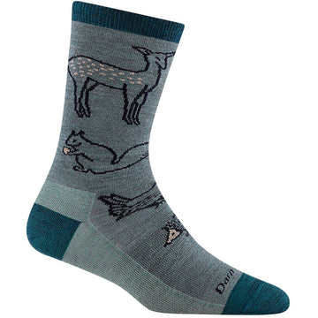 Quarter turn view Women's Darn Tough Sock style name Woodland Creatures in color Seafoam. Sku: 1678-SEAFOAM