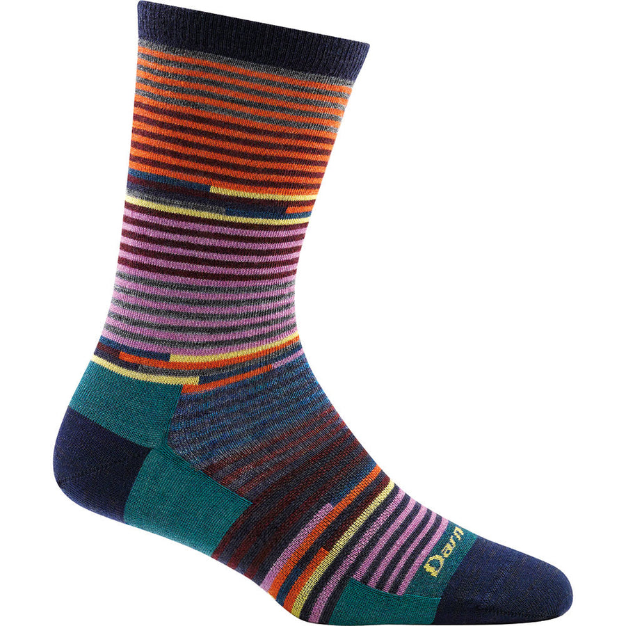 Quarter view Women's Darn Tough Sock style name Pixie Crew Light color Navy. Sku: 1692-NAVY