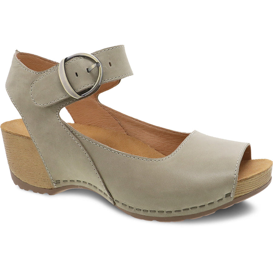 Quarter view Women's Footwear style name Tiana in color Khaki Burnished Nubuck. SKU: 1705-641600