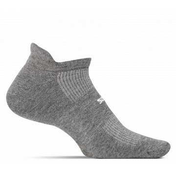 Quarter View Feetures style name High Performance Cushion No Show in color Hthr Grey. Sku: FA5058