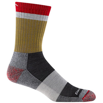 Quarter turn view Men's Darn Tough Sock style name Heady Stripe Light Crew in color Ash. Sku: 1924-ASH