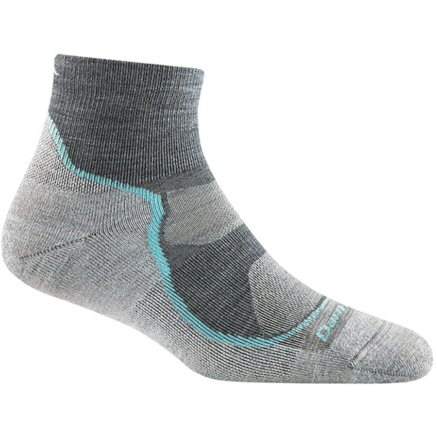 Quarter view Women's Darn Tough Sock style name Light Hiker Quarter in color Slate. Sku: 1987-SLATE