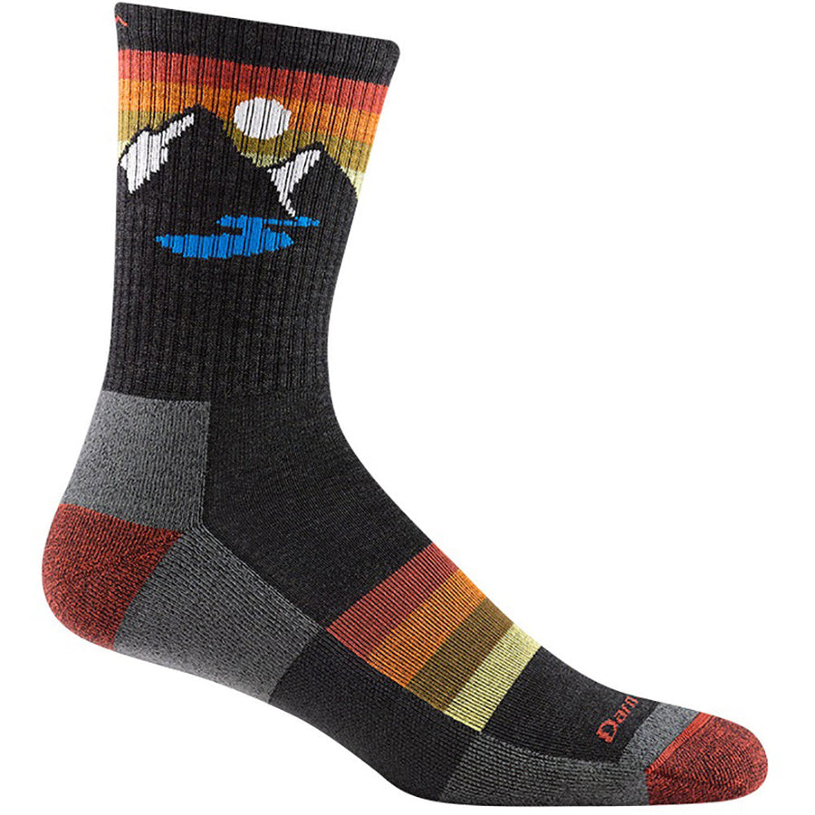 Quarter view Men's Darn Tough Sock style name Sunset Ridge Micro Crew Cushion in color Charcoal. Sku: 1997-CHARCOAL