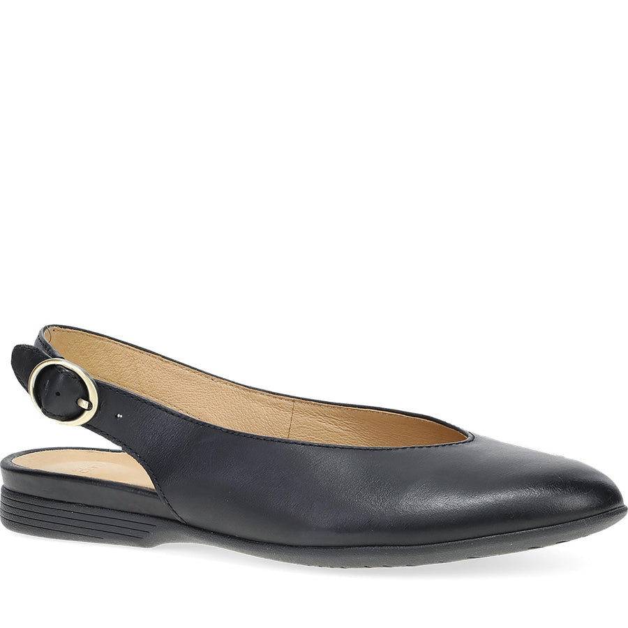 Quarter Turn Women's Lea Footwear in Black Burnished Nappa. Sku: 2047100200