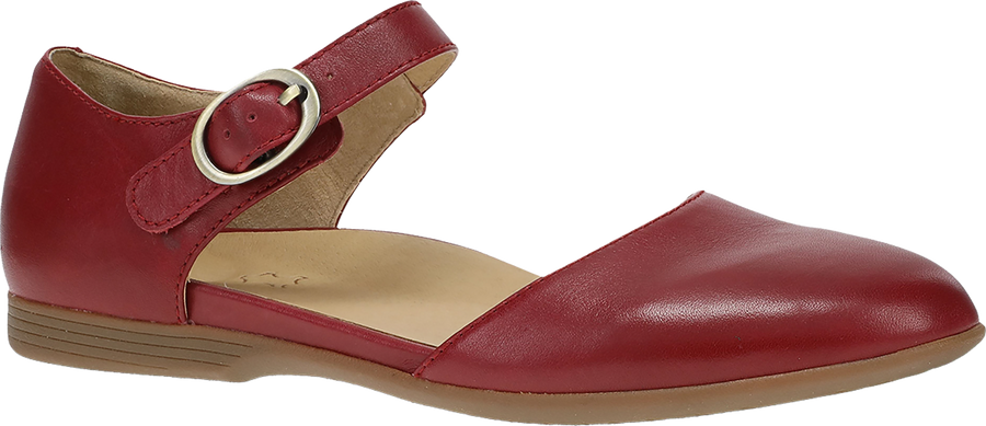 Quarter turn view Women's Dansko Footwear style name Liv in color RED NAPPA. Sku: 2049040600
