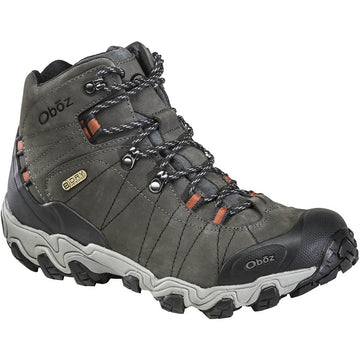 Quarter turn view Men's Oboz Footwear style name Bridger Mid B-Dry in color Raven. Sku: 22101-RAV