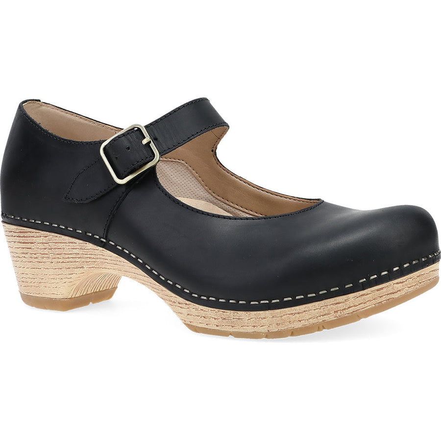 Quarter turn view Women's Dansko Footwear style name Lilah in color Black Oiled Pull Up. Sku: 2216-021400