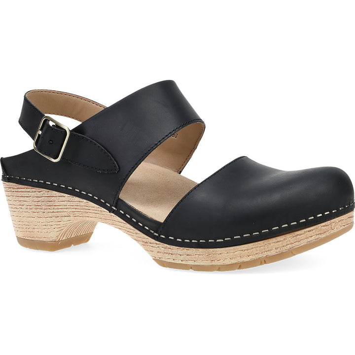 Quarter turn view Women's Dansko Footwear style name Lucia in color Black Oiled Pull Up. Sku: 2218-021400