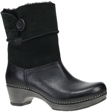 Quarter turn view Women's Dansko Footwear style name Lillith in color BLK WAX ML. Sku: 2223020200