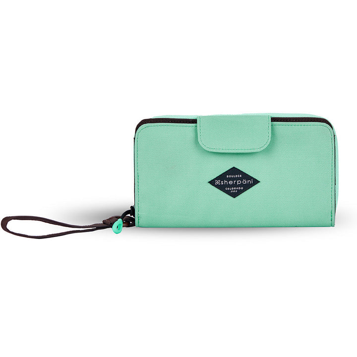 Quarter view Women's Sherpani Hand Bag style name Tulum Long Wallet in color Seagreen. Sku: 23-TULUM051101