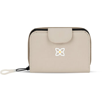 Quarter turn view Women's Sherpani Hand Bag style name Barcelona in color Con Leche. Sku: 24-BARCE08110