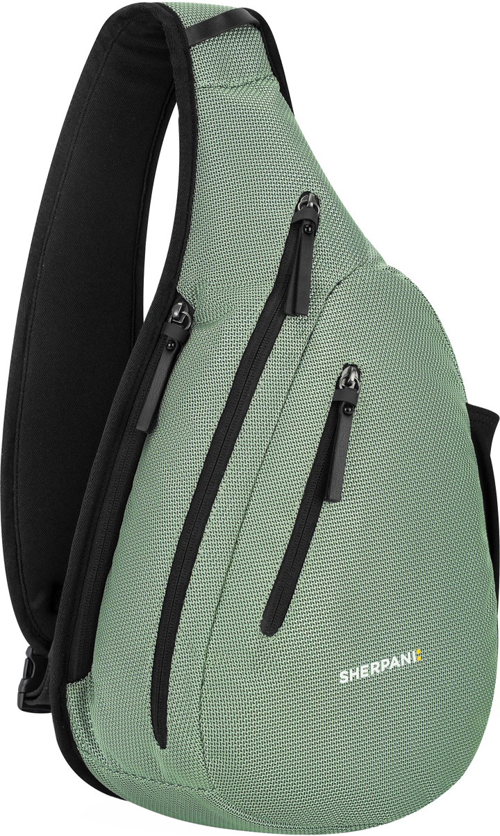 Quarter turn view Women's Sherpani Hand Bag style name Espirit At in color Aloe Mist. Sku: 26-ESPRI02060
