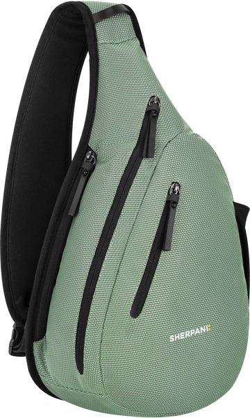 Quarter turn view Women's Sherpani Hand Bag style name Espirit At in color Aloe Mist. Sku: 26-ESPRI02060