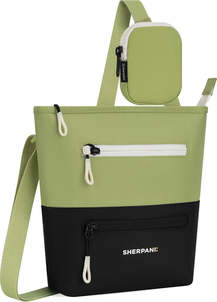 Quarter turn view Women's Sherpani Hand Bag style name Sadie in color Palm. Sku: 26-SADIE03110
