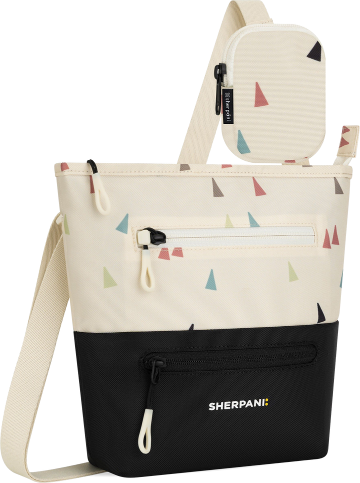 Quarter turn view Women's Sherpani Hand Bag style name Sadie in color Terrazo. Sku: 26-SADIE07110