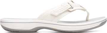 Quarter turn view Women's Clarks Footwear style name Breezey Sun H in color White. Sku: 26182355