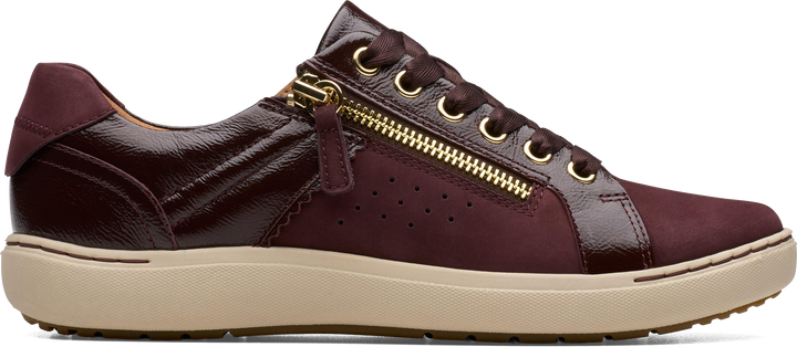 Quarter turn view Women's Clarks Footwear style name Nalle Zen in color MERLOT COM. Sku: 26184396