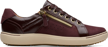 Quarter turn view Women's Clarks Footwear style name Nalle Zen in color MERLOT COM. Sku: 26184396