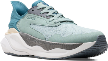 Quarter turn view Women's Clarks Footwear style name Clarks Pace Wide in color AQUA COMBI. Sku: 26184588W