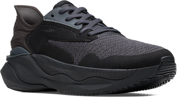 Quarter turn view Men's Clarks Footwear style name Clarks Pace in color BLACK. Sku: 26184667