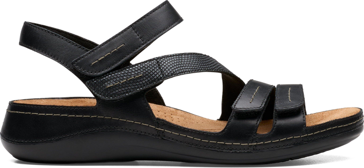 Quarter turn view Women's Clarks Footwear style name Cecily Mix in color Black. Sku: 26185830