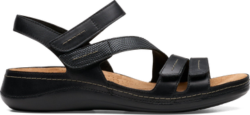 Quarter turn view Women's Clarks Footwear style name Cecily Mix in color Black. Sku: 26185830