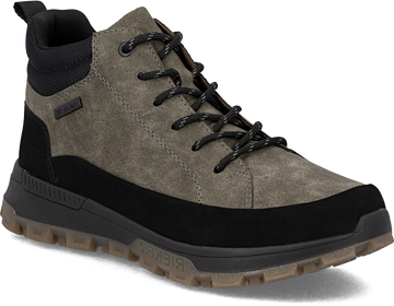 Quarter turn view Men's Rieker Footwear style name Finn 08 Waterproof in color SCHWZ/KAFF. Sku: 35508-25