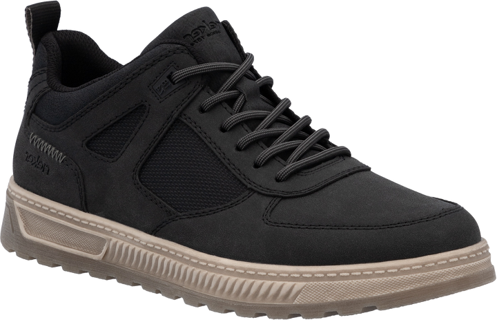 Quarter turn view Men's Rieker Footwear style name Ralf 04 in color SCHWARZ. Sku: 37004-00