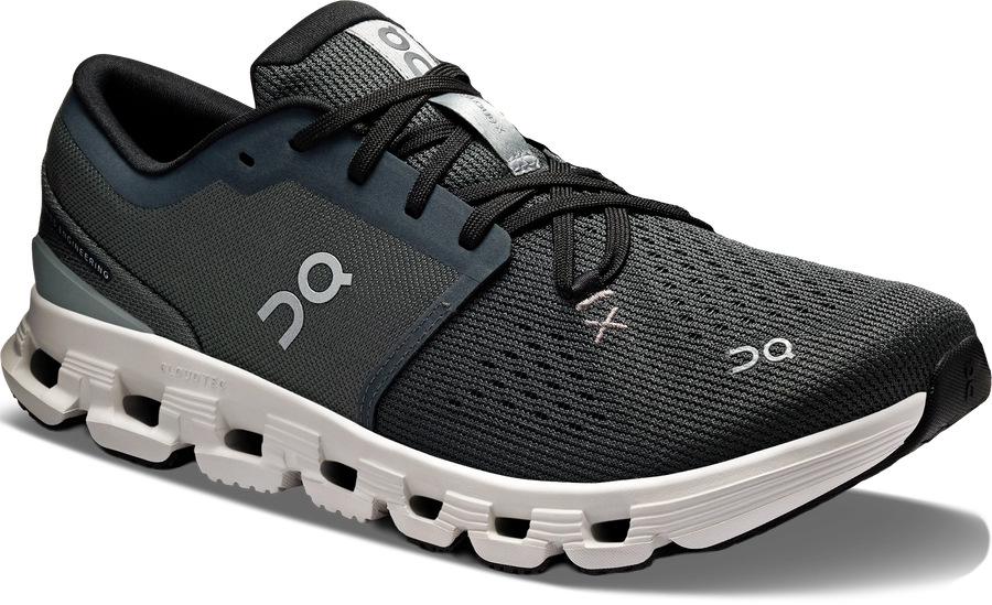 Quarter turn view Men's On Running Footwear style name Cloud X 4 in color SHDW/APLLO. Sku: 3ME30043558