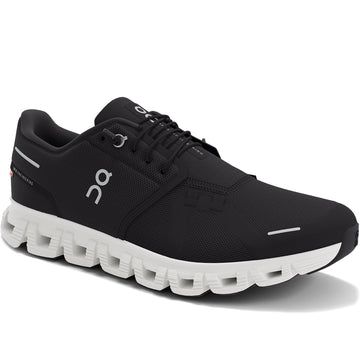 Quarter turn Women's On Running Footwear style name Cloud 6 in color Black/ White. Sku: 3WF10060299