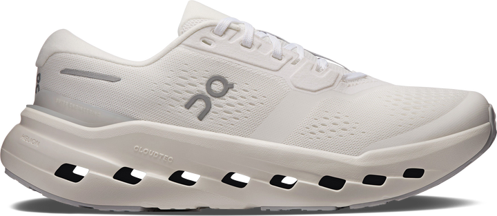 Quarter turn view Women's On Running Footwear style name Cloudrunner 3 Wide in color White/ Ivory. Sku: 3WG10070924