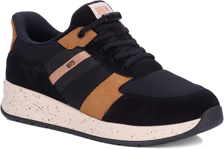 Quarter turn view Men's Drew Footwear style name Connor 6E in color BLK COMBO. Sku: 40113-196E