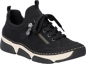 Quarter turn view Women's Rieker Footwear style name Angela 73 in color NABU/SCUBA. Sku: 45973-00