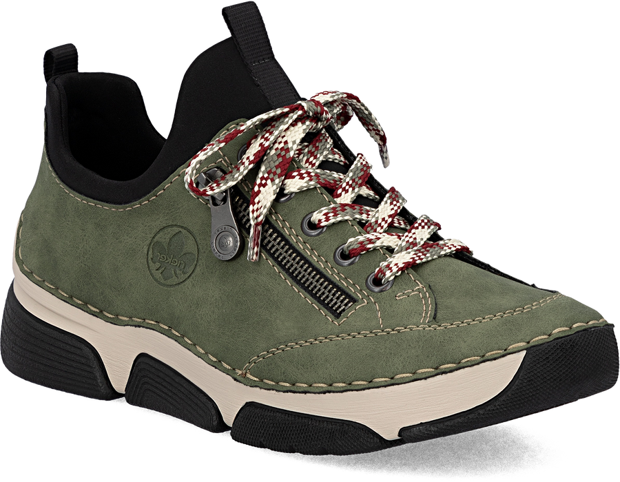 Quarter turn view Women's Rieker Footwear style name Angela 73 in color LIANE/SCHW. Sku: 45973-54