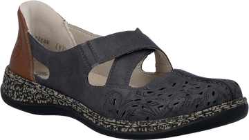 Quarter turn view Women's Rieker Footwear style name Daisy 52 in color Basalt. Sku: 46352-45