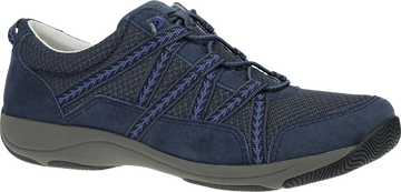 Quarter turn view Women's Dansko Footwear style name Harlyn in color NAVY SD. Sku: 4854750275