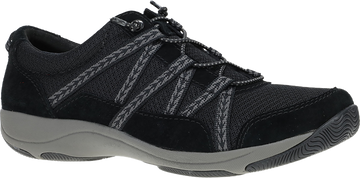 Quarter turn view Women's Dansko Footwear style name Harlyn Wide in color BLK/BLK SD. Sku: 4856100210