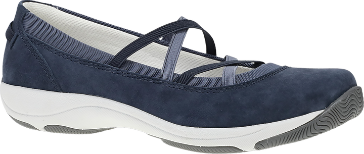 Quarter turn view Women's Dansko Footwear style name Harper in color NAVY SD. Sku: 4857759475