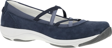 Quarter turn view Women's Dansko Footwear style name Harper in color NAVY SD. Sku: 4857759475