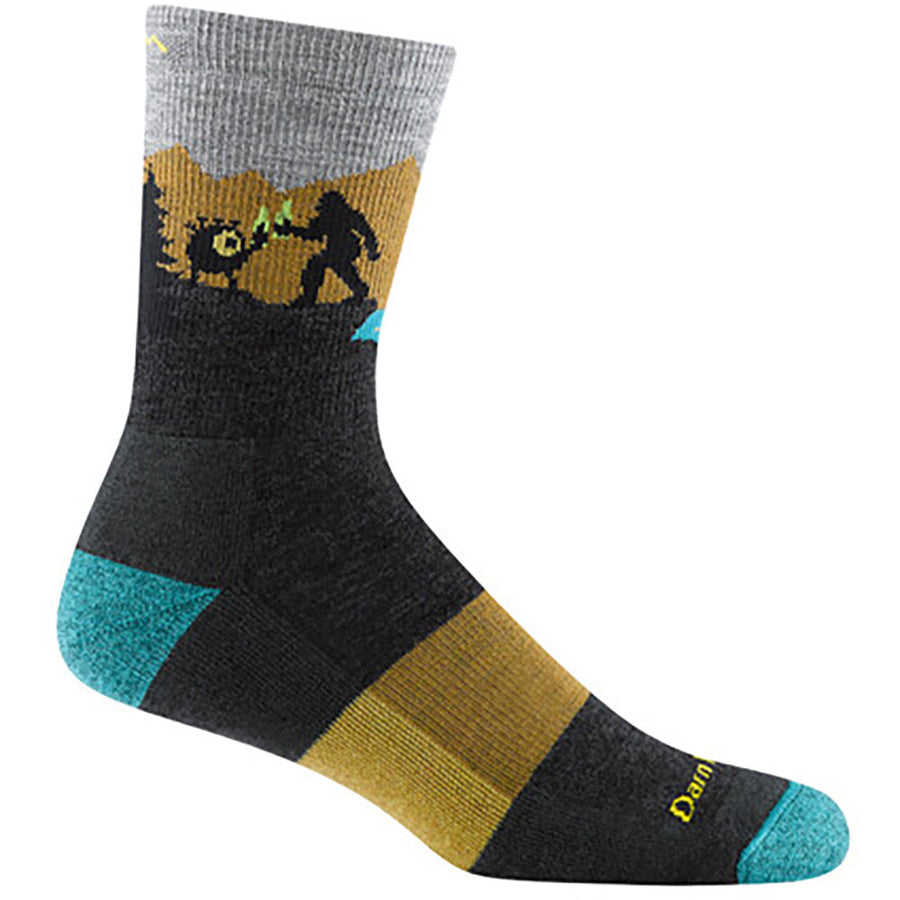 Quarter view Men's Darn Tough Sock style name Close Encounters Micro Crew in color Charcoal. Sku: 5014-CHARCOAL