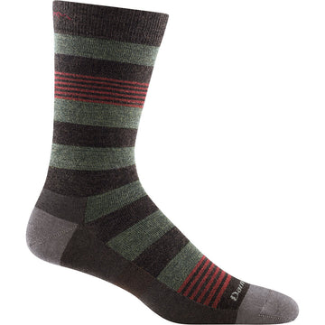 Quarter view Men's Darn Tough Sock style name Oxford Crew Light color Brown. Sku: 6033-BROWN