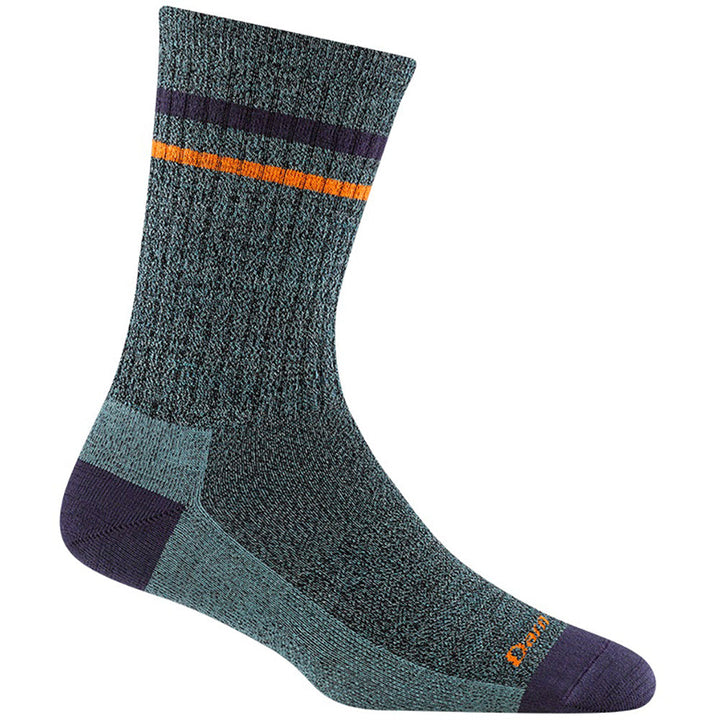 Quarter turn view Women's Darn Tough Sock style name Letterman Crew Light in color Aqua. Sku: 6064-AQUA