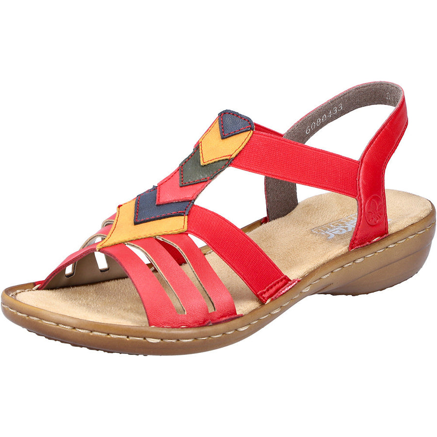 Quarter view Women's Rieker Footwear style name Regina 04 in color Rosso     . Sku: 60804-33