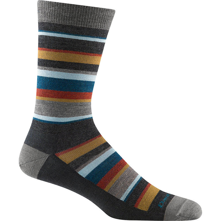 Quarter view Men's Darn Tough Sock style name Druid Crew Light color Charcoal. Sku: 6090-CHARCOAL