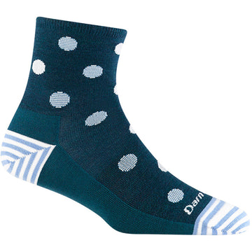 Quarter view Women's Darn Tough Sock style name Dottie Short Light in color Dark Teal. Sku: 6103-DARKTEAL