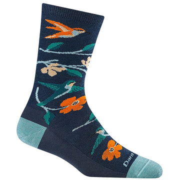 Quarter turn Women's Darn Tough Sock style name Birds Of A Feather in color Midnight. Sku: 6121-MIDNIGHT